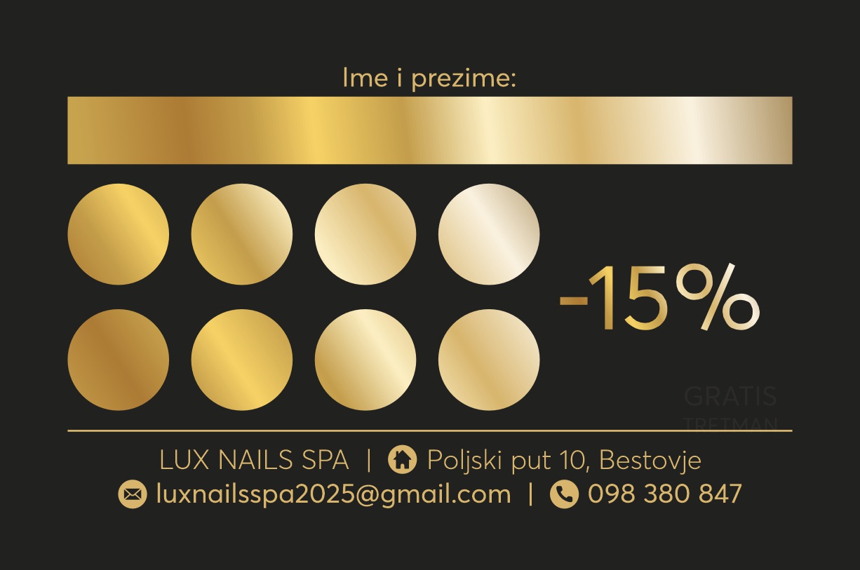 Kartica vjernosti Lux Nails Spa — zadnja strana